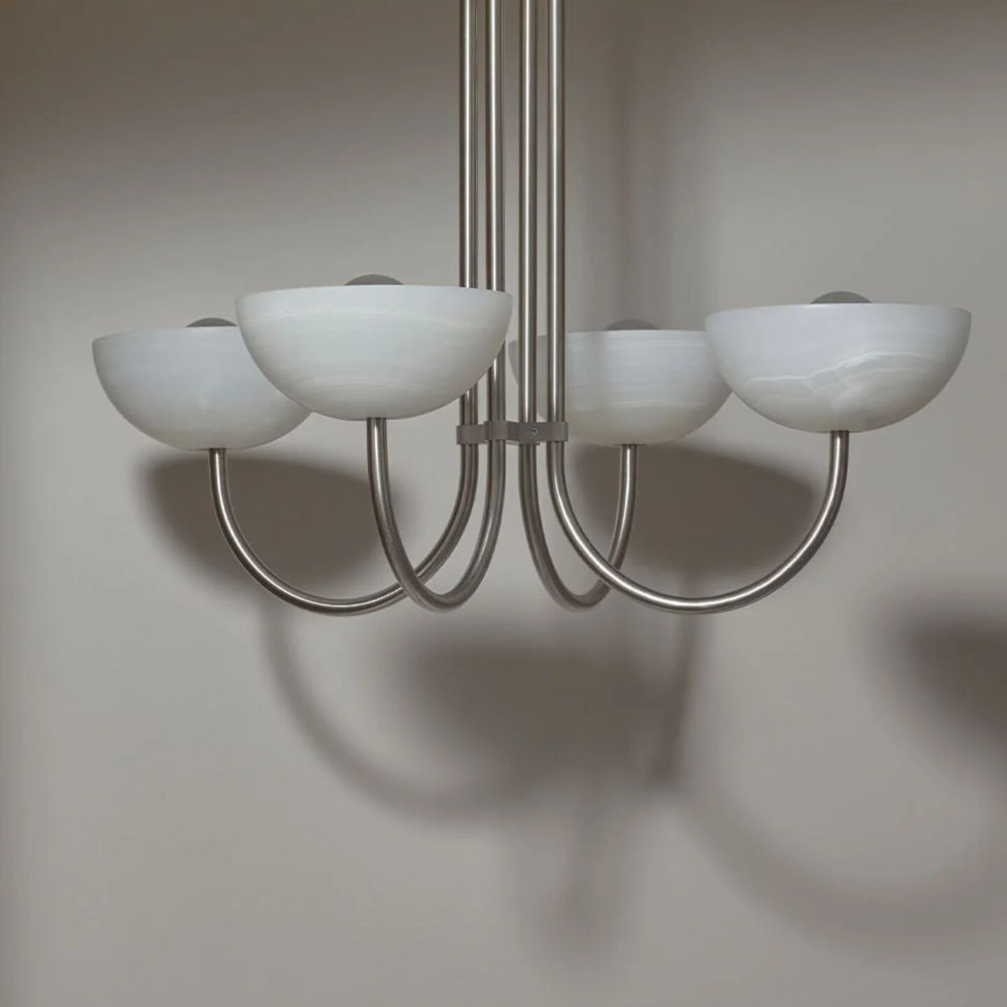 Aurelia Chandelier Quad Small White Onyx & Brushed Nickel
